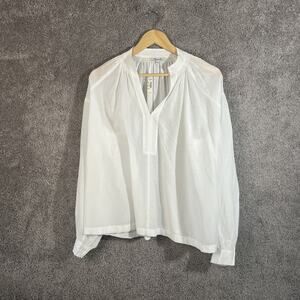 Madewell Shirt Womens Small White Long Sleeve V-Neck Sheer Lightweight Top Boho